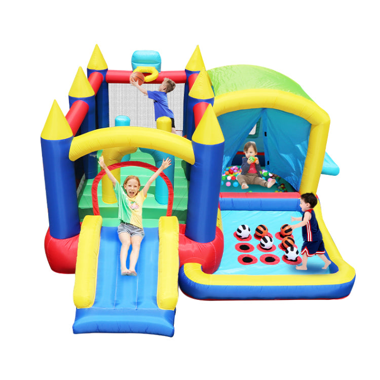 7 in 1 Inflatable Bounce House, Bouncy House with Ball Pit for Kids Indoor Outdoor Party Family Fun, Obstacles, Toddler Jump Bouncy Castle with Ball Pit for Birthday Party Gifts