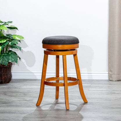 30" Bar Stool, Natural Finish, Charcoal Fabric Seat