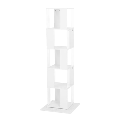 5 tier Rotating Bookshelf, Floor Rack Simple Bookcase  with Acrylic plate Student Multi-Function Creative Bookshelf for Living Room with anti-toppling base