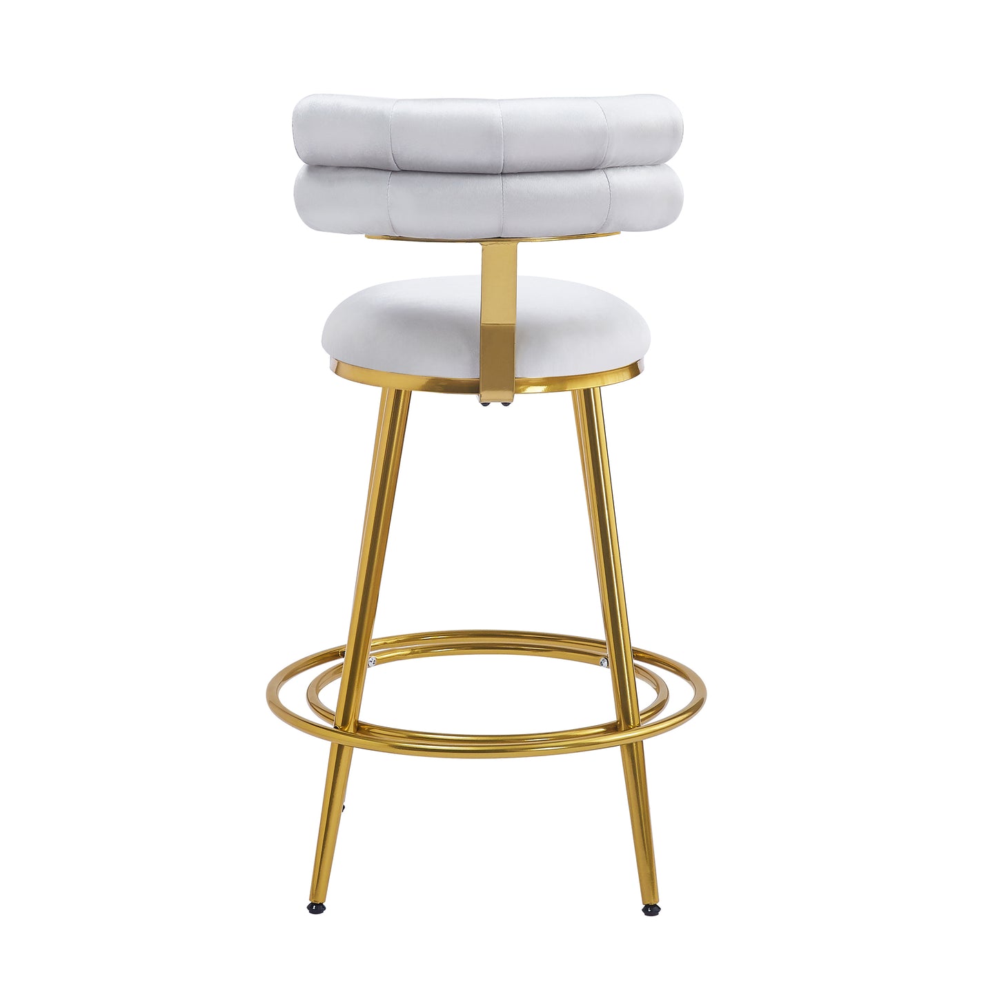 27.65'' Modern Counter Stools Set of 2,Light gray velvet Counter Stools with iron Frame,Soft back and cushion,Footrest,suitable for Kitchen/Bedroom/Dining Room