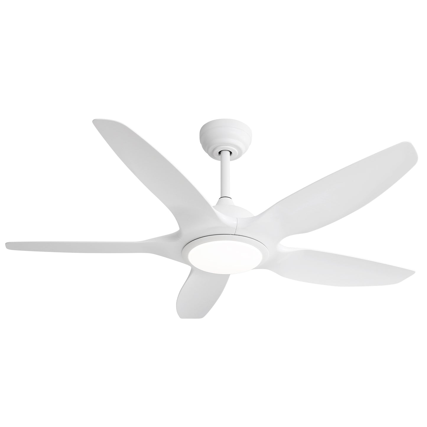 48 Inch Ceiling Fan with Dimmable LED Light and Remote Control, 5 ABS Blades DC Motor White