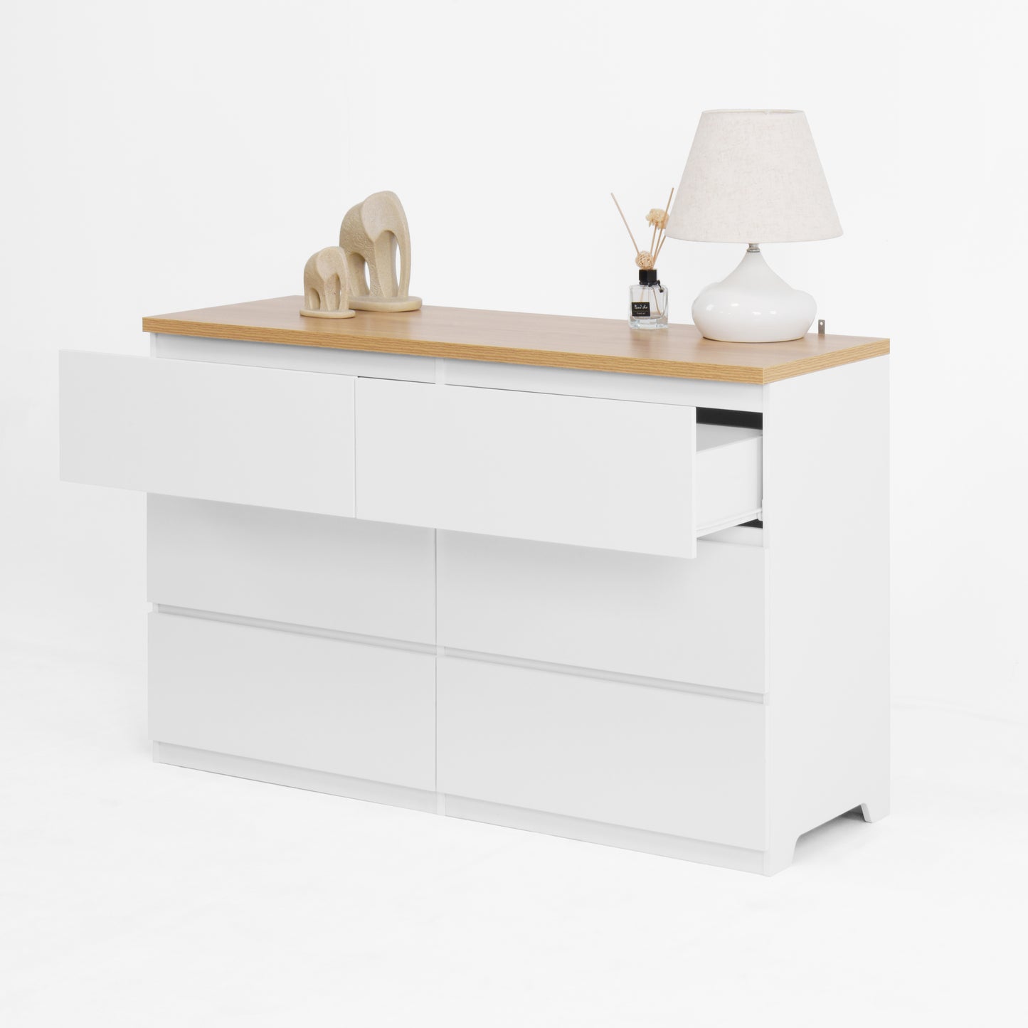 6 Drawer Storage Cabinet ,Dresser, Wood Storage Tower Clothes Organizer, Wide Chest of 6 Drawers, Large Storage Space for Bedroom, Hallway, Entryway Living Room