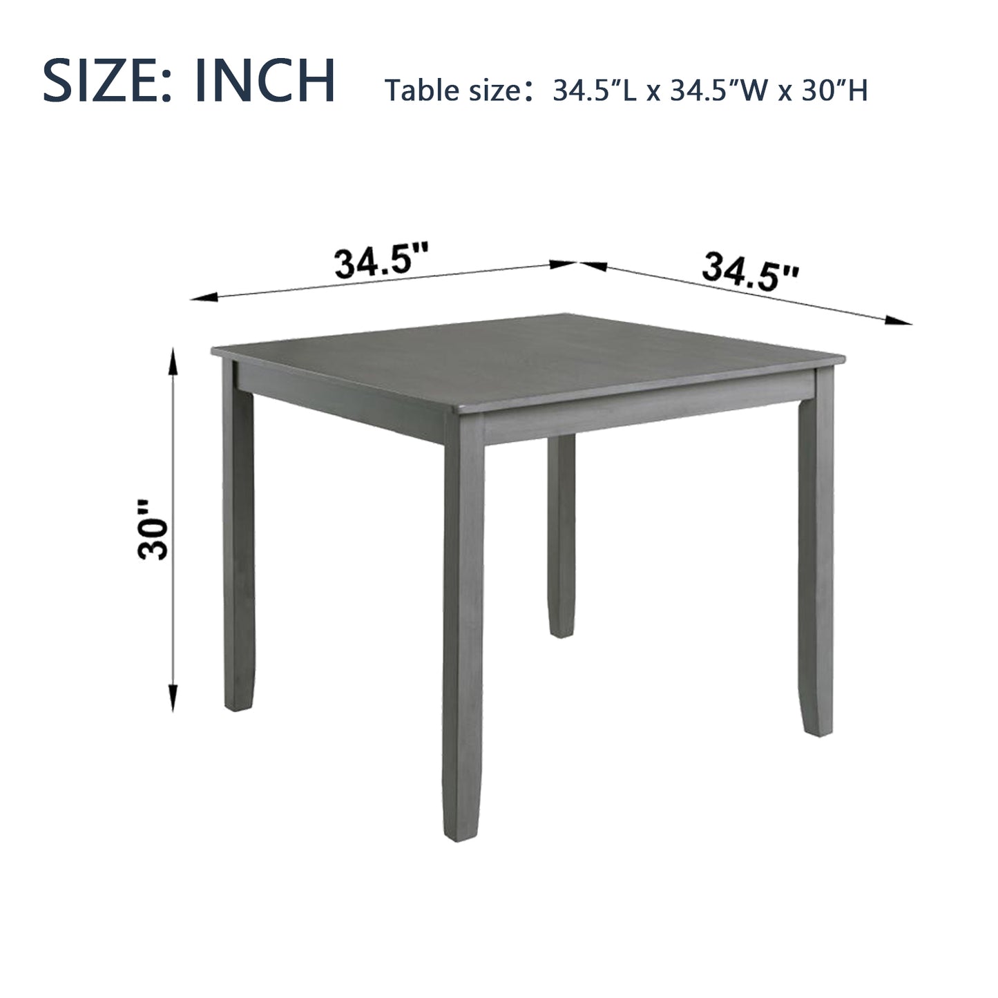 Wooden Dining Square Table, Kitchen Table for Small Space, 4 Person Dining Table, Gray
ONLY THE TABLE