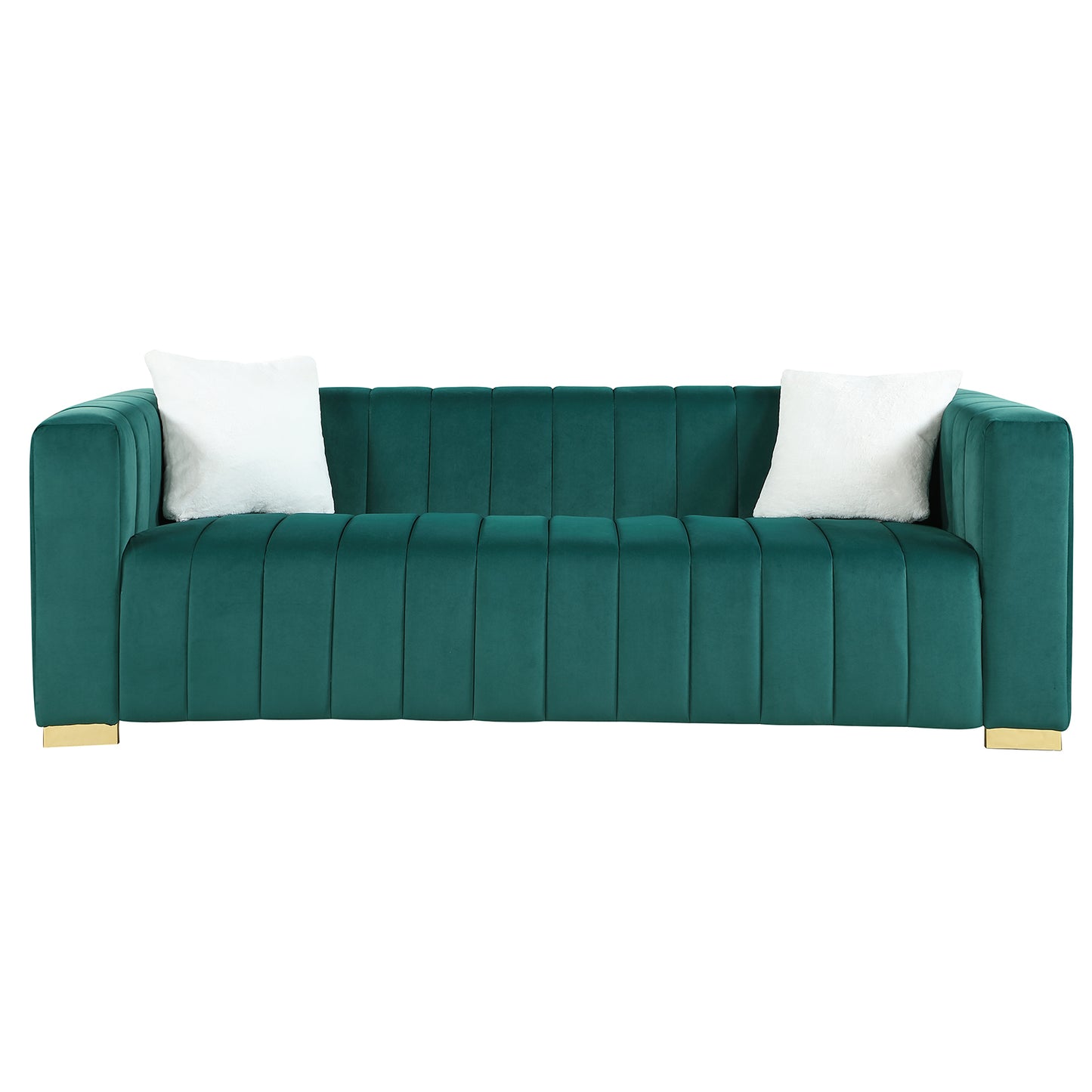 A modern  channel sofa  take on a traditional Chesterfield,Dark Green color,3 Seater