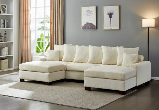 Modular Sectional Sofa,5 Seater Oversized Convertible L & U Shaped Couch, Corduroy Fabric