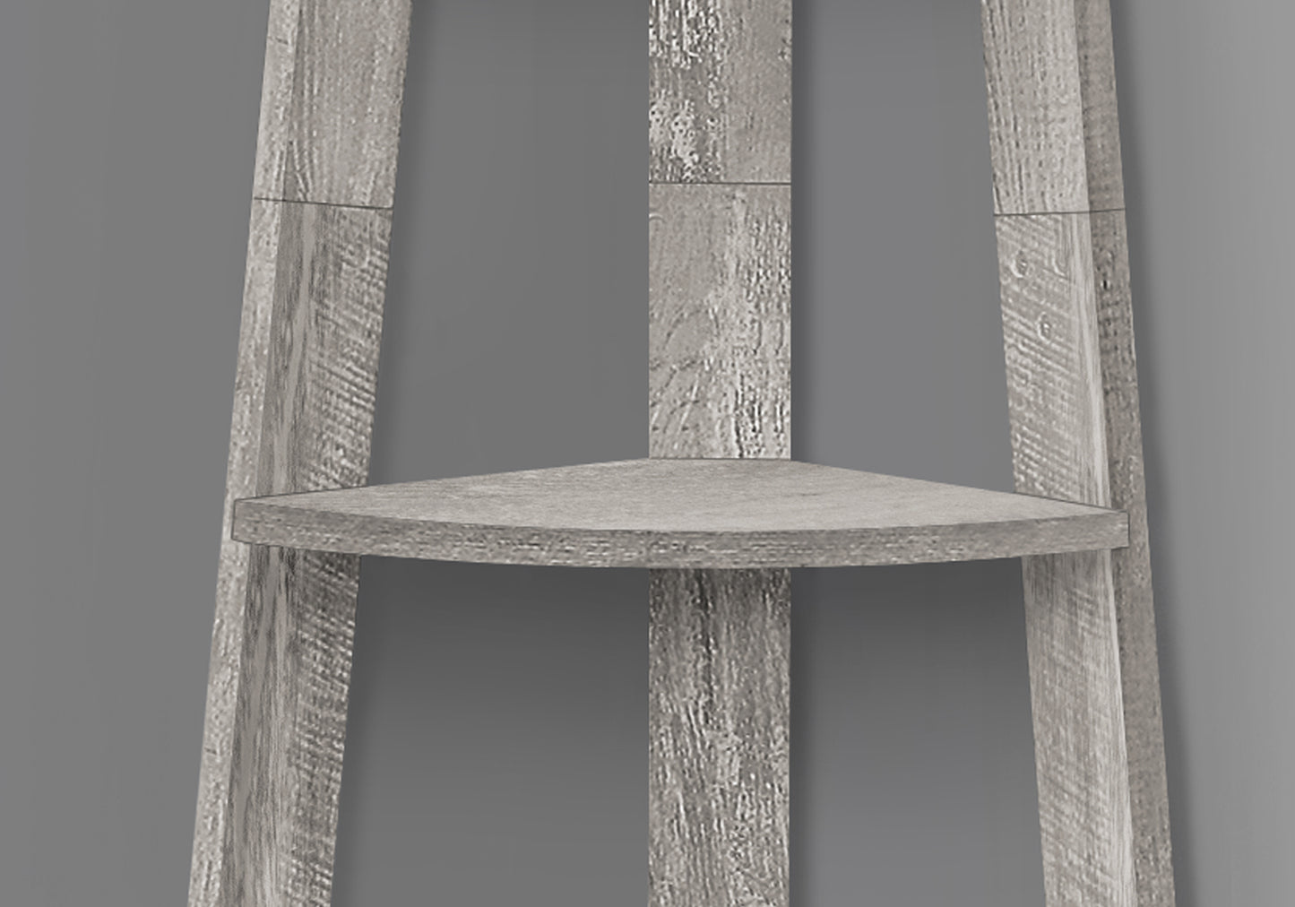 Bookshelf, Bookcase, Etagere, Corner, 5 Tier, 72"h, Office, Bedroom, Grey Laminate, Contemporary, Modern