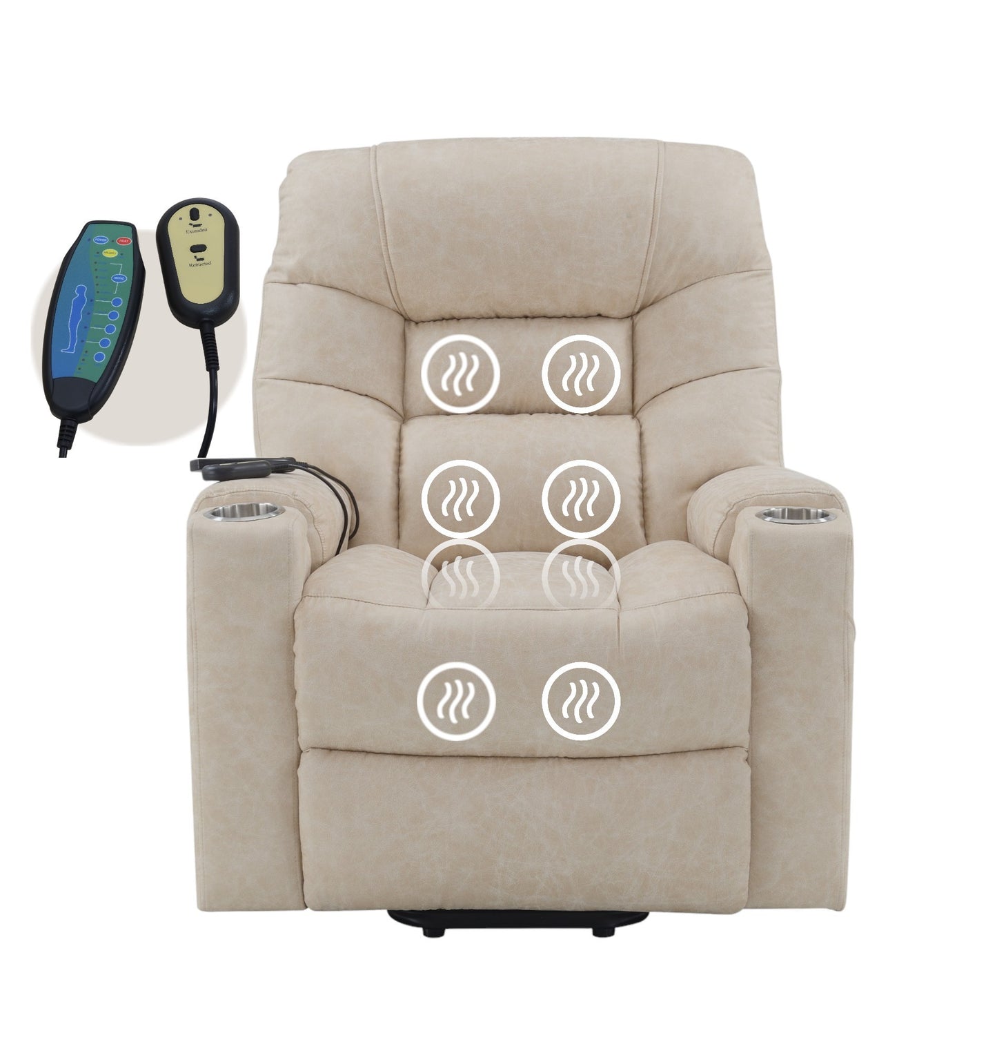 Light Grey Power Lift Recliner with Heating and Massage