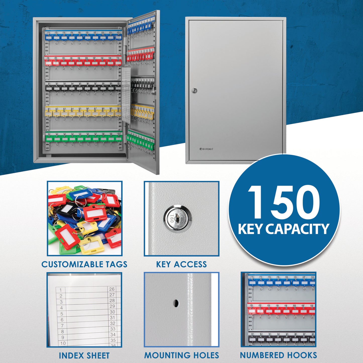 150 Key Adjustable Key Cabinet With Key Lock