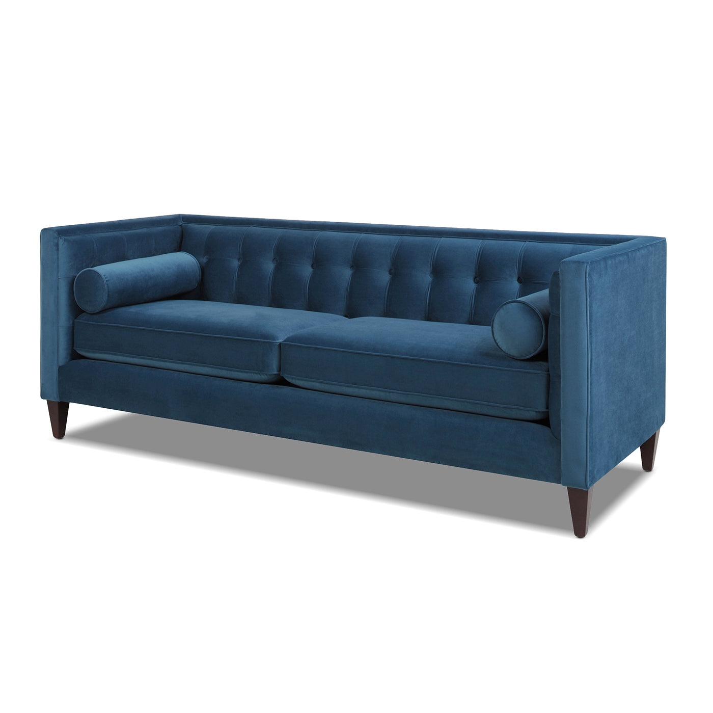 Jack 84" Modern Tuxedo Tufted Sofa, Satin Teal Blue Velvet