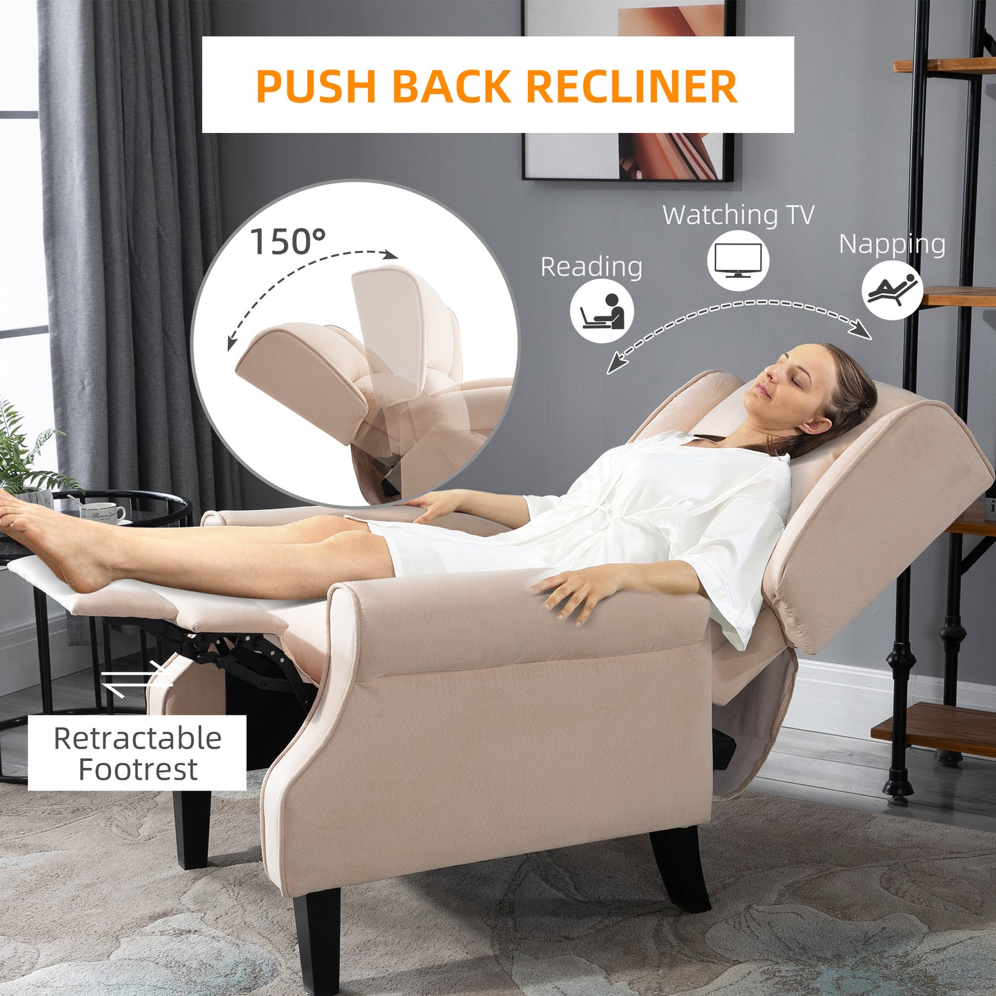 HOMCOM Massage Recliner Sofa Chair with Heat Function, Remote, Cream