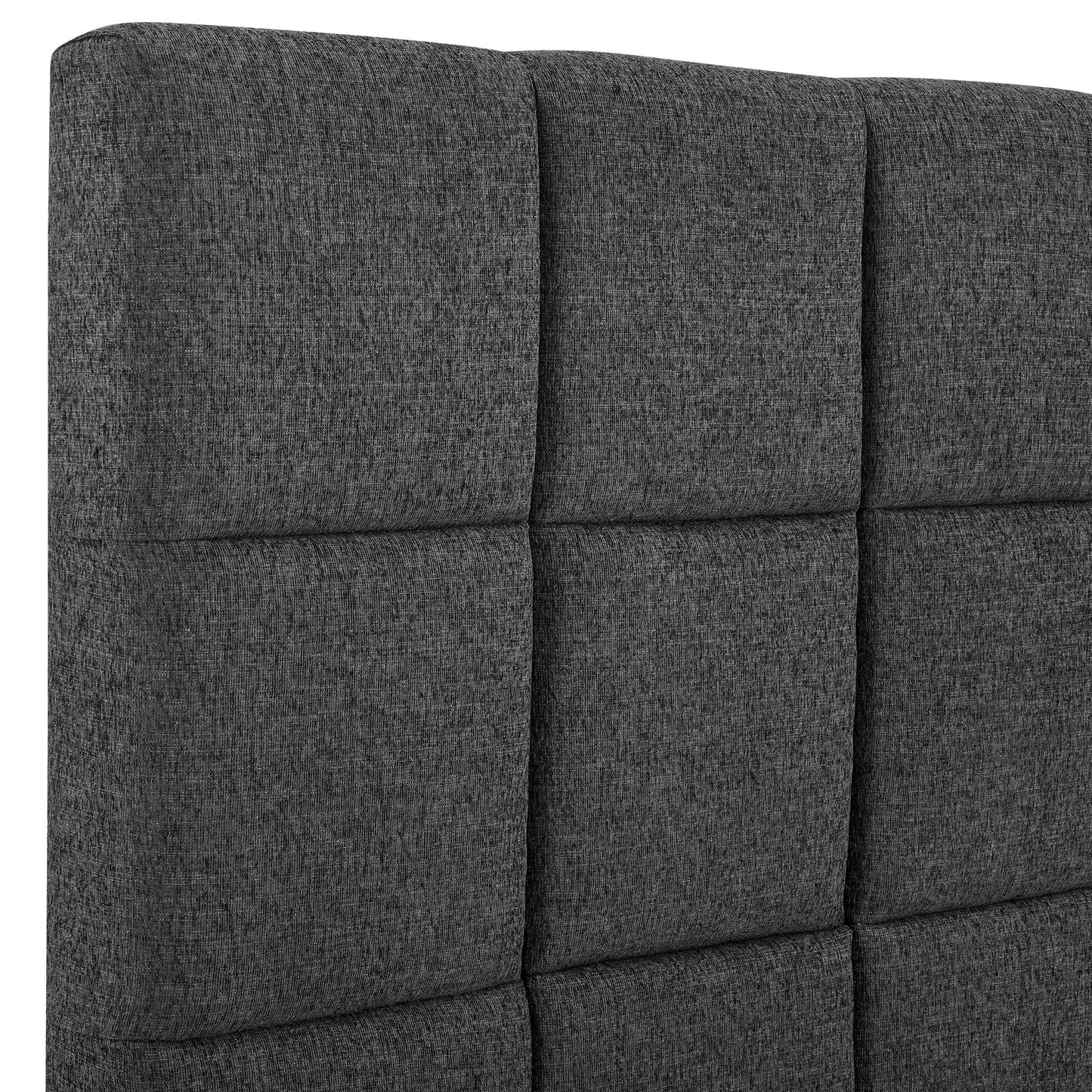 Queen Size Grey Squares Upholstered Platform Bed