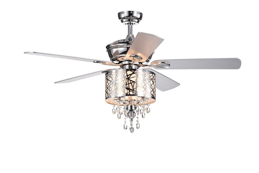 Elegant Metal  52-inch Ceiling Fan (Optional Remote&2 Color Option Blades)  or Bedroom, Living Room, Dining Room--Chrome