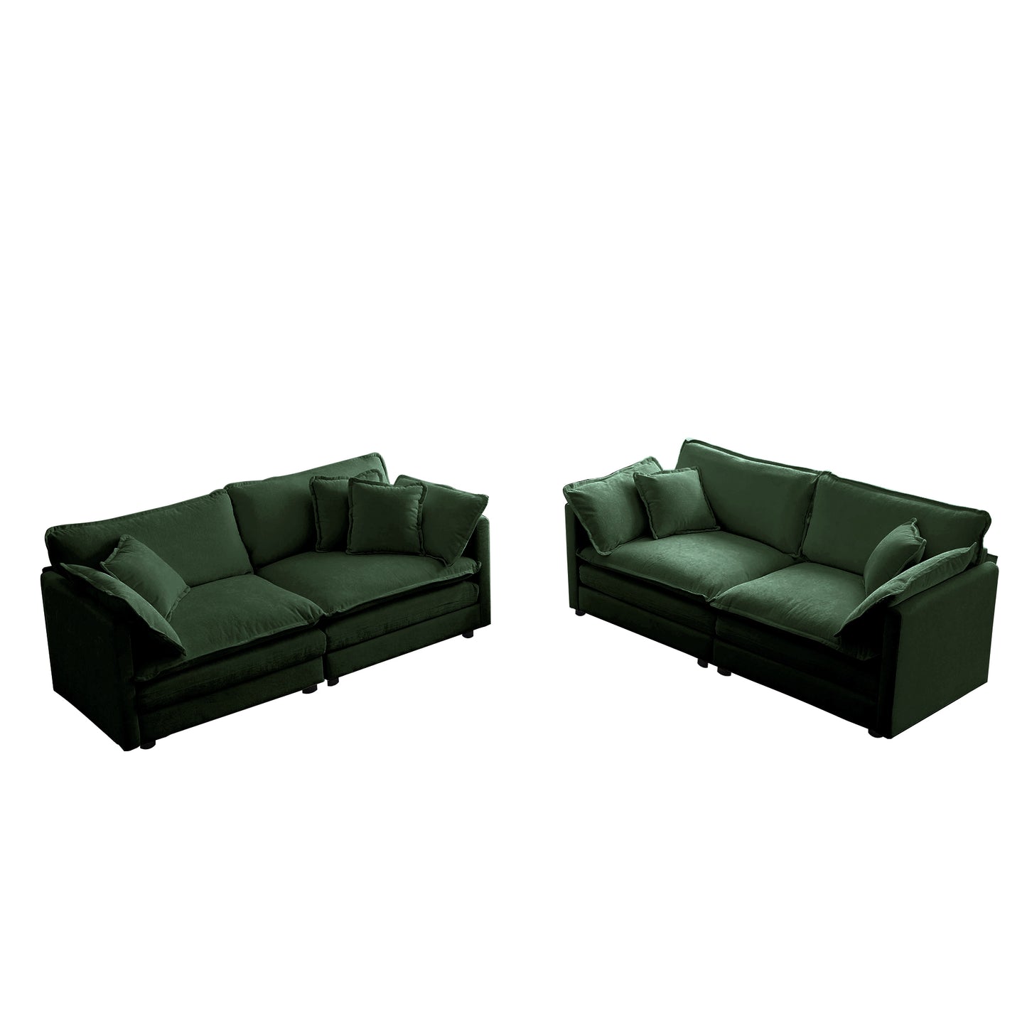 3 Piece Sofa Set Oversized Sofa Comfy Sofa Couch, 2 Pieces of 2 Seater and 1 Piece of 3 Seater Sofa  for Living Room, Deep Seat Sofa Green Chenille