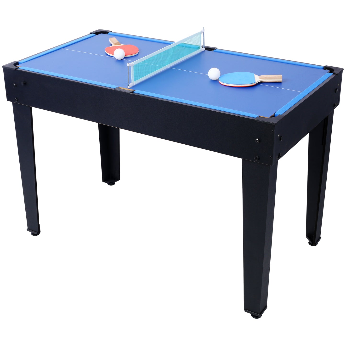 5-in-1 Multi-Game Table - Billiards, Push Hockey, Foosball, Ping Pong, and Basketball black/blue