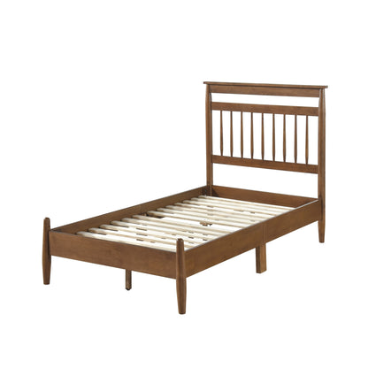 Transitional Design Twin Platform Bed Chestnut Finish Wood Frame Bedroom Furniture 1pc Bed in a Box