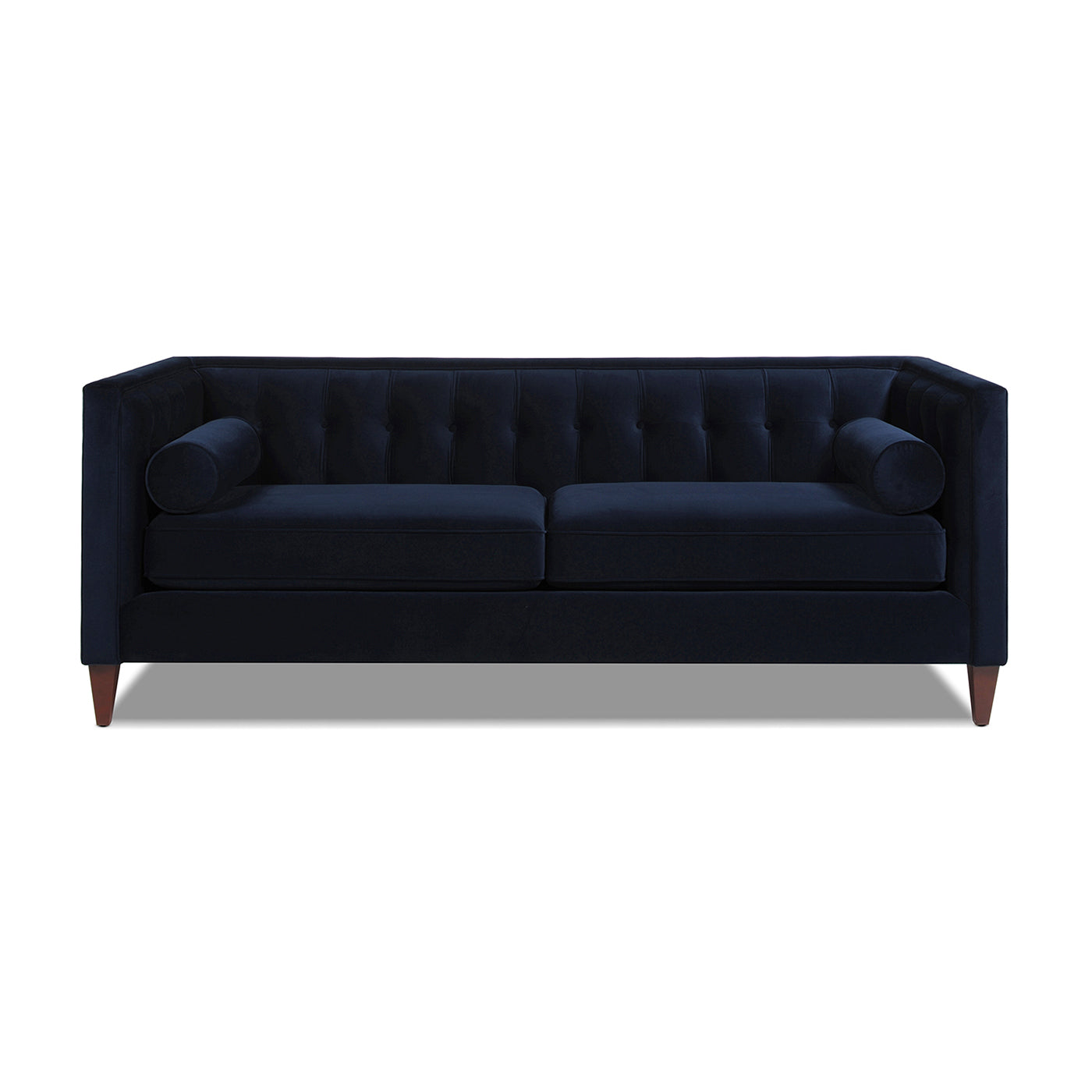 Jack 84" Modern Tuxedo Tufted Sofa, Dark Navy Blue Performance Velvet