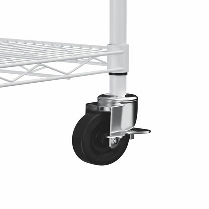 5-tier heavy-duty adjustable shelving and racking, 300 lbs. per wire shelf, with wheels and shelf liners, for warehouses, supermarkets, kitchens, etc. 59.45 "L × 24.02 "W × 71.65 "H,White