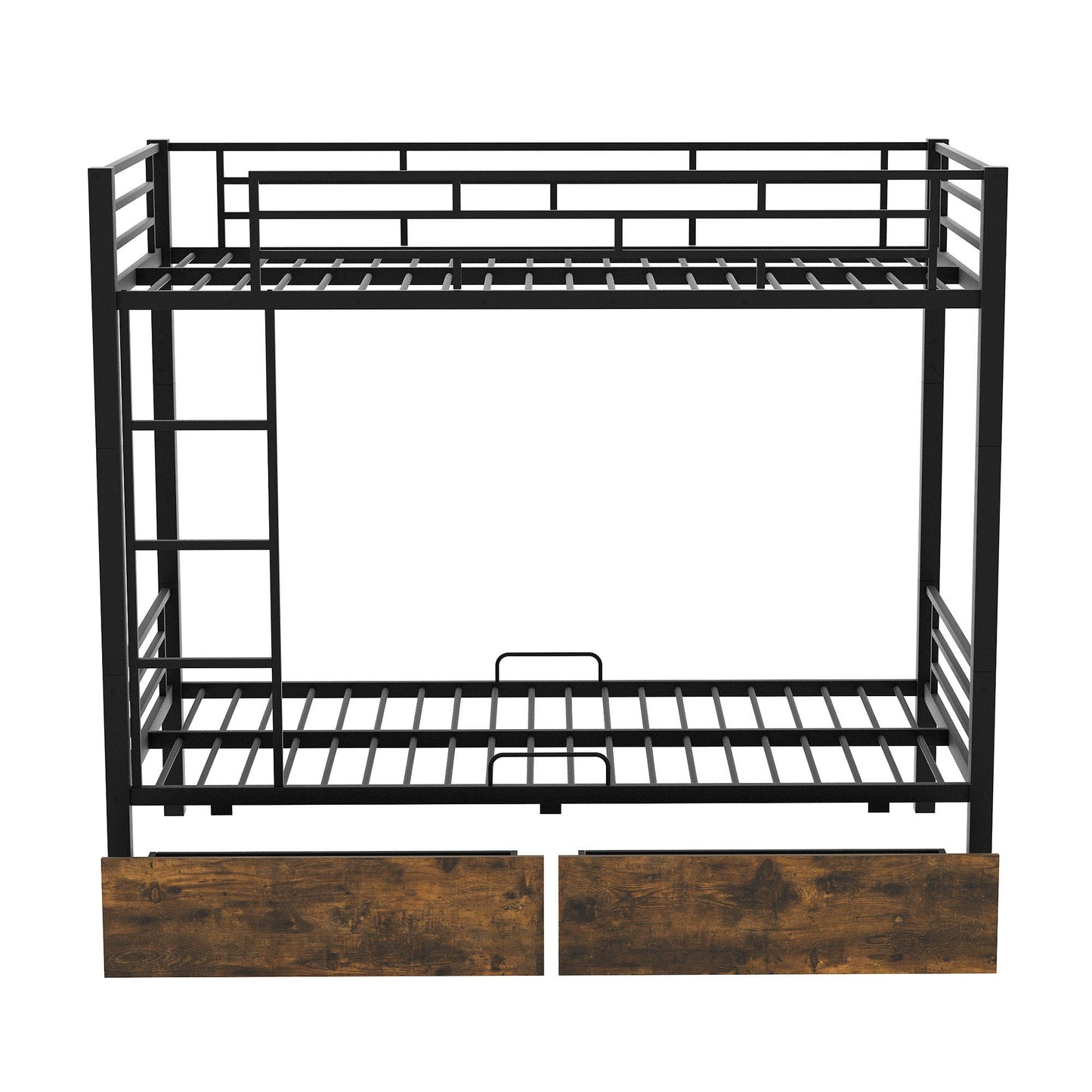 Metal Bunk Bed With drawers, Twin, Black