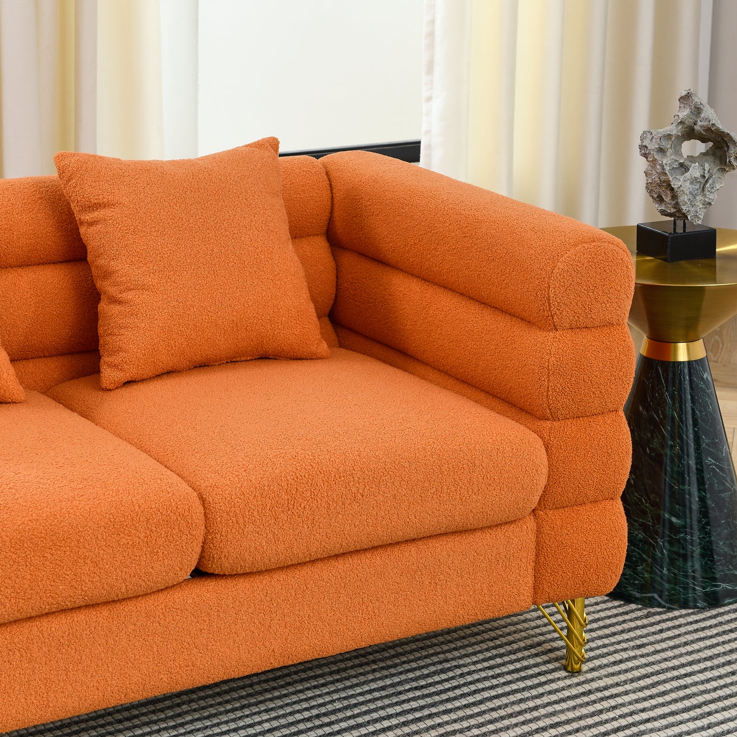 3-seater + 3-seater Combination sofa.ORANGE teddy