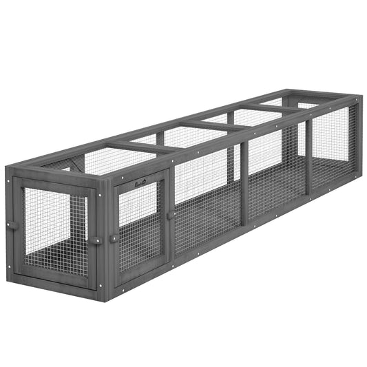 PawHut Outdoor Cat Tunnel with Extendable Design, 79" L Wooden Cat Run with Weather Protection, Connecting Inside and Outside, for Deck Patios, Balconies, Dark Gray