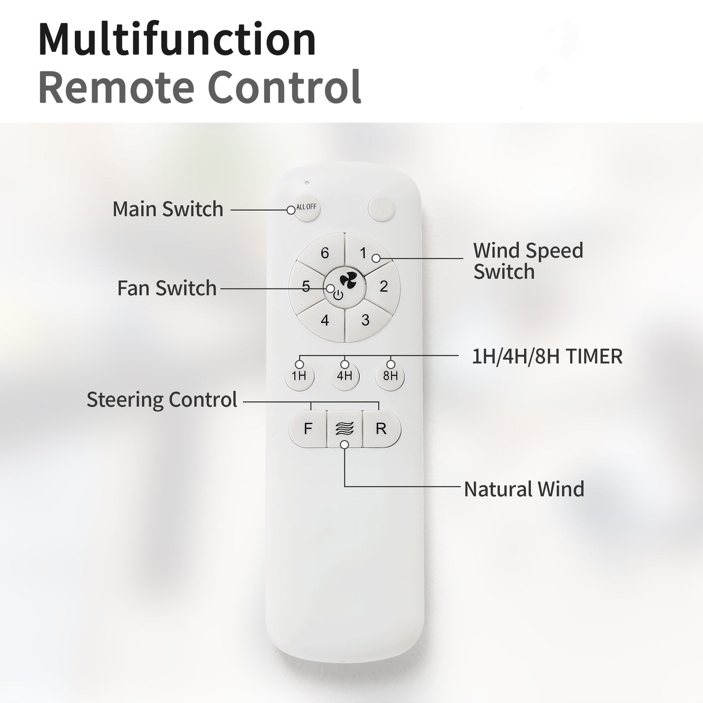 Modern 52 Inch Indoor Ceiling Fan No Light With 6 Speed Remote Control 3 ABS Blade Reversible DC Motor For Home