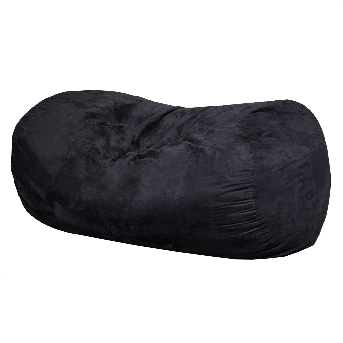 Lara 6.5 Foot Suede Cylindrical Bean Bag, Black