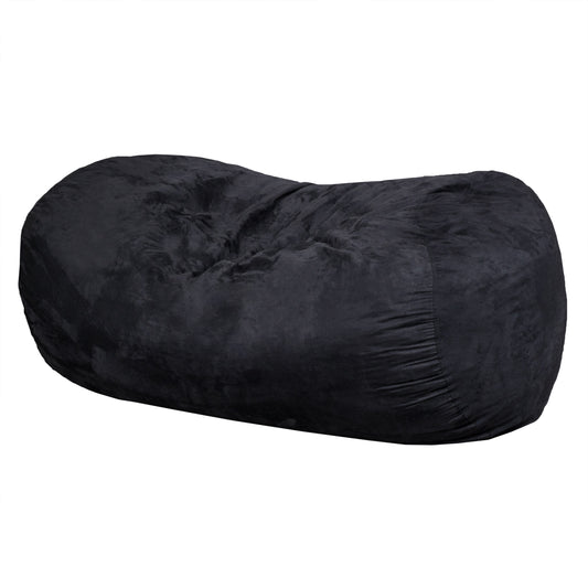 Lara 6.5 Foot Suede Cylindrical Bean Bag, Black