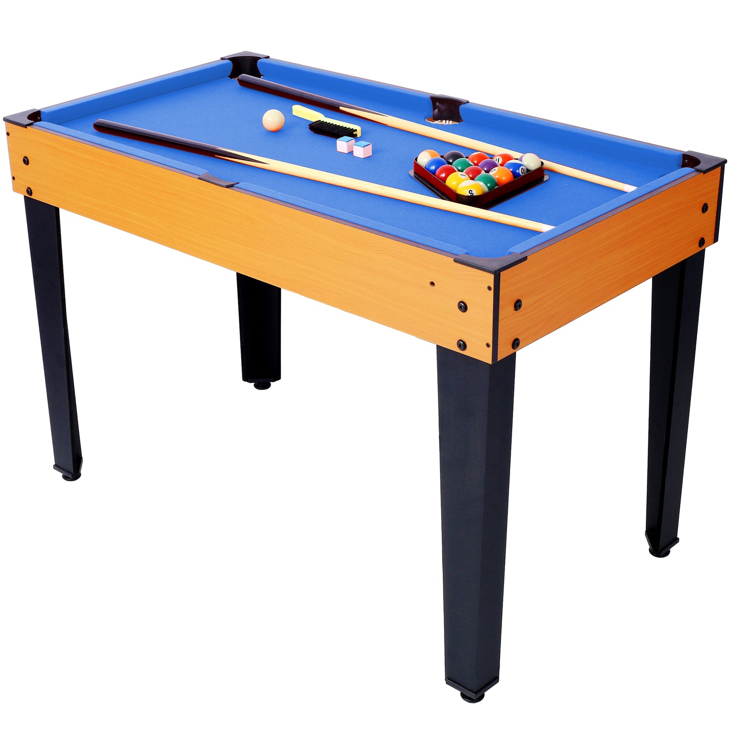 5-in-1 Multi-Game Table - Billiards, Push Hockey, Foosball, Ping Pong, and Basketball  brown /blue