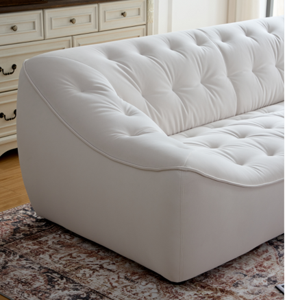 WKS10W White  sofa with , durable fabric, solid wood frame, high density sponge filler