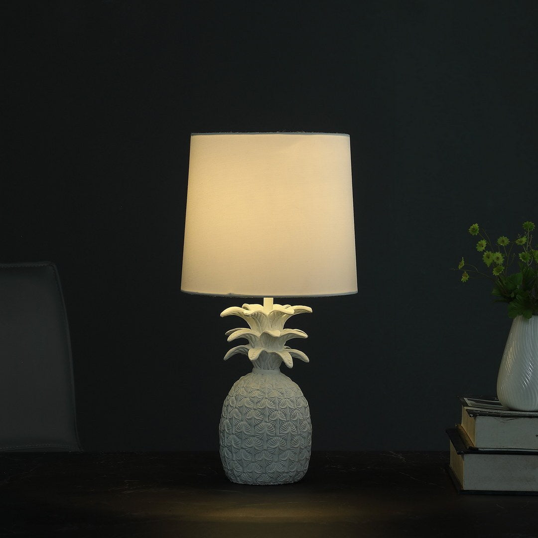 17" In Coastal White Tropical Heahea Pineapple Table Lamp