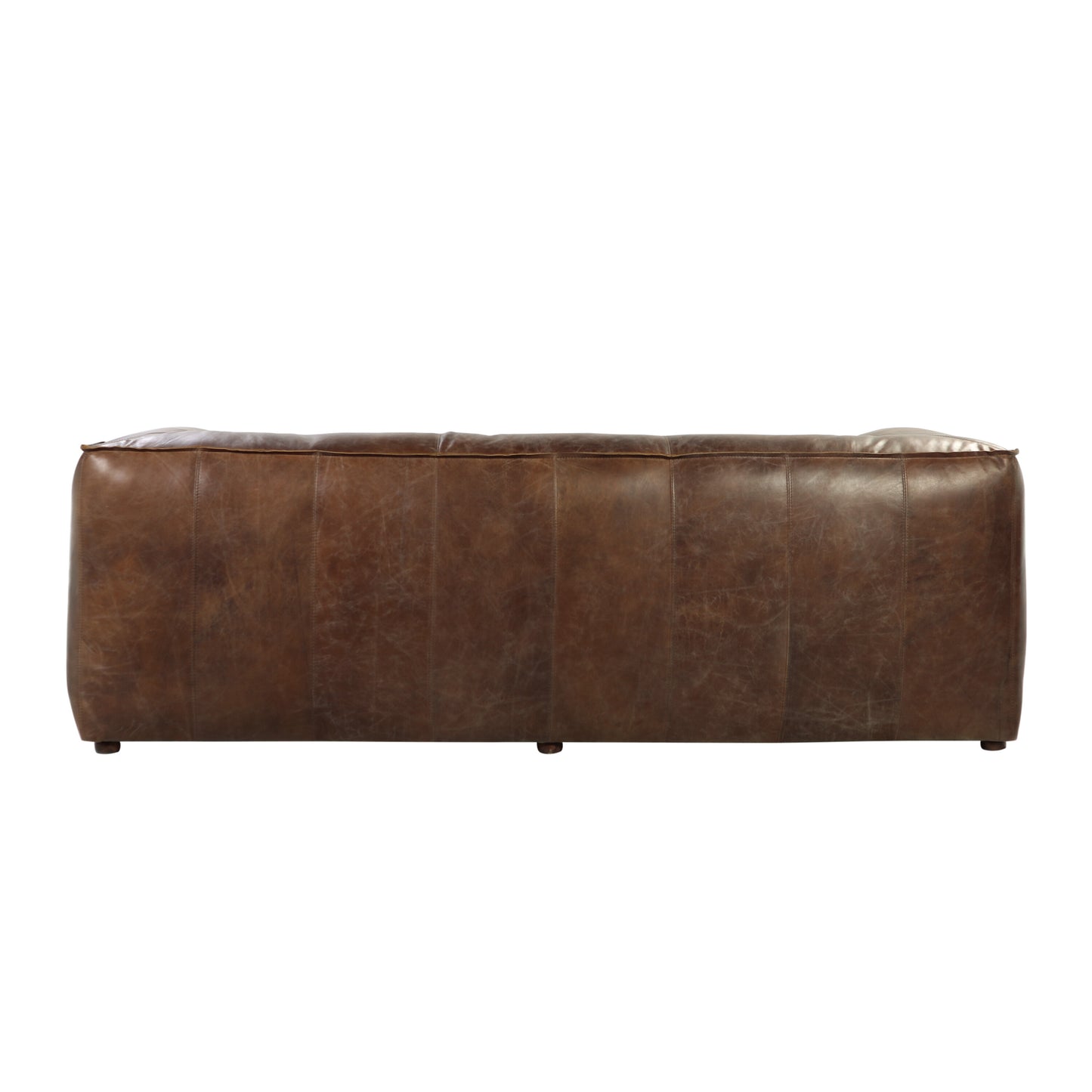 Brancaster Retro Brown Grain Leather & Aluminum Sofa