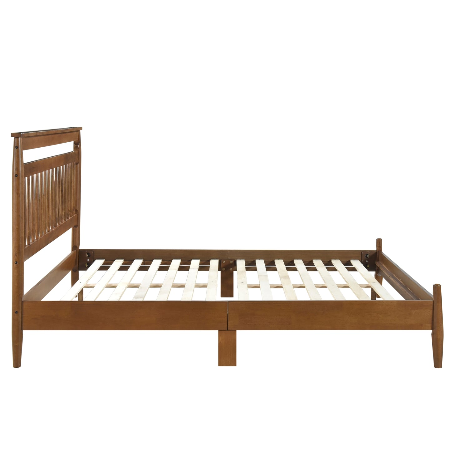 Transitional Design Eastern King Platform Bed Chestnut Finish Wood Frame Bedroom Furniture 1pc Bed in a Box