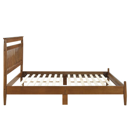 Transitional Design Eastern King Platform Bed Chestnut Finish Wood Frame Bedroom Furniture 1pc Bed in a Box