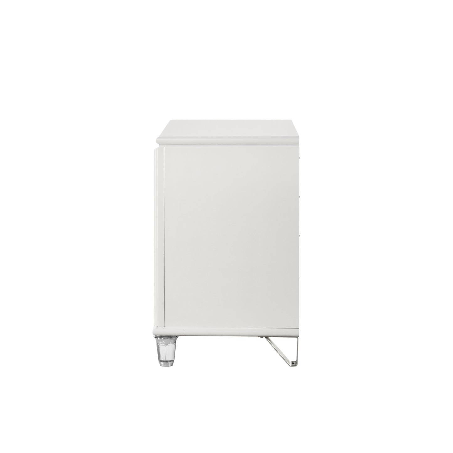 Pearl White 2-Drawer Nightstand with Acrylic Crystal Legs