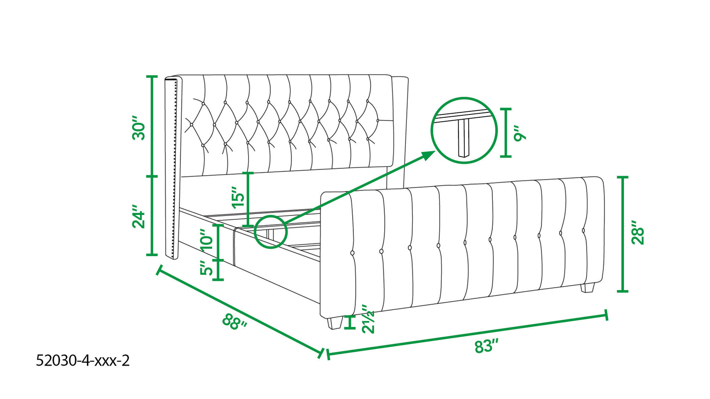 David Tufted Wingback King Bed, Dark Charcoal Grey Velvet