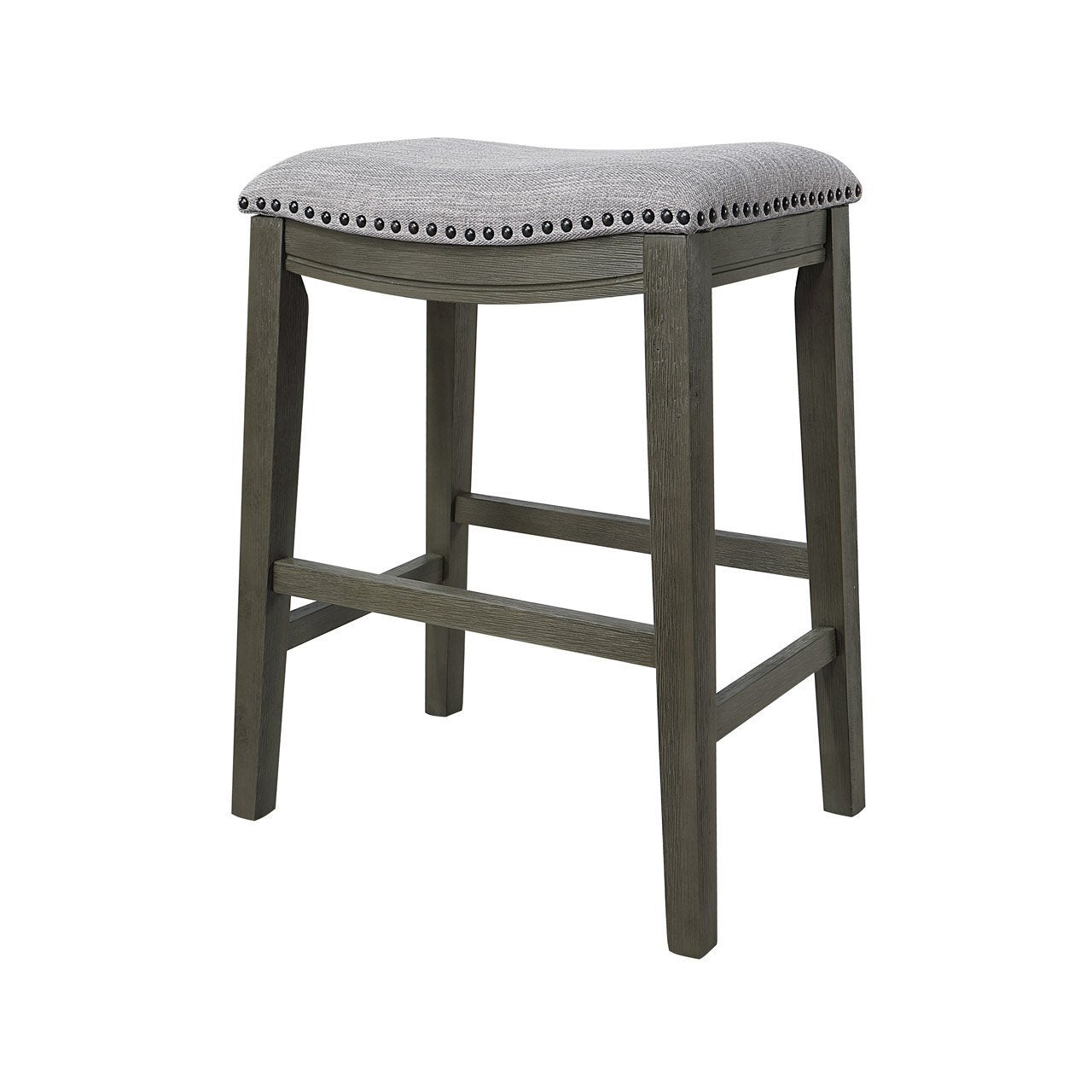 Saddle Stool  -25" Counter Stool, Gray/Light Gray Fabric, Set of 2