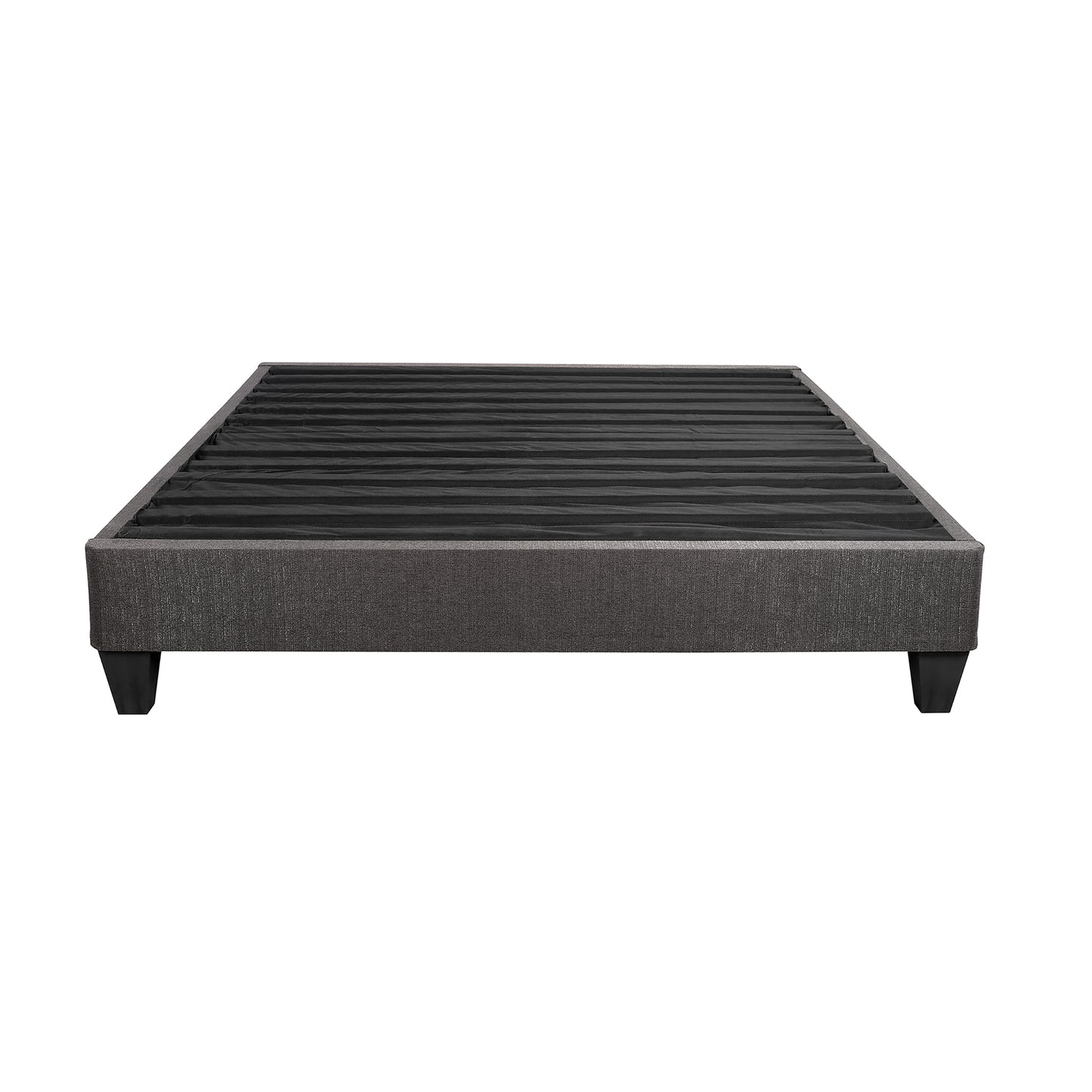 Contemporary 14 in. Platform Mattress Foundation, Queen Size Upholstered Bed Frame Base, Dark Gray