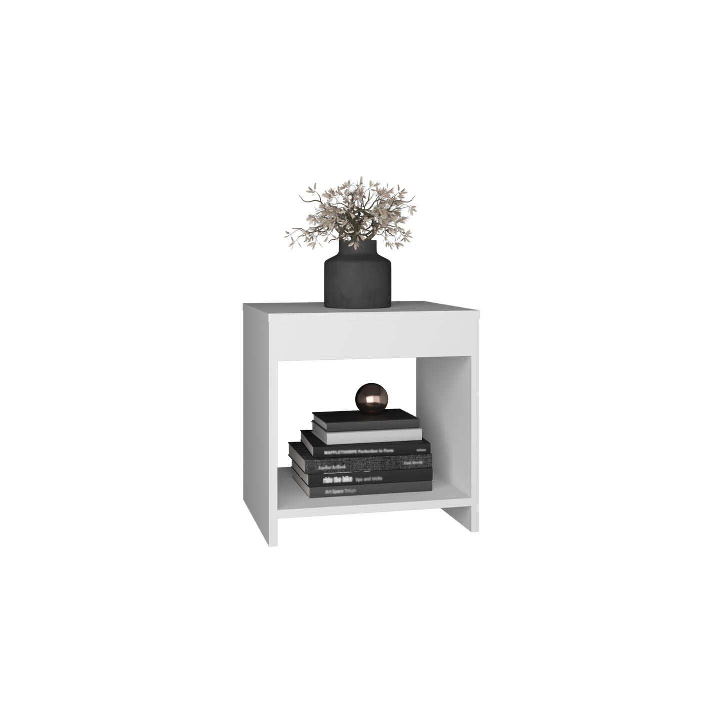 Chroma 16.5" Tall Minimalistic Nightstand with open shelf