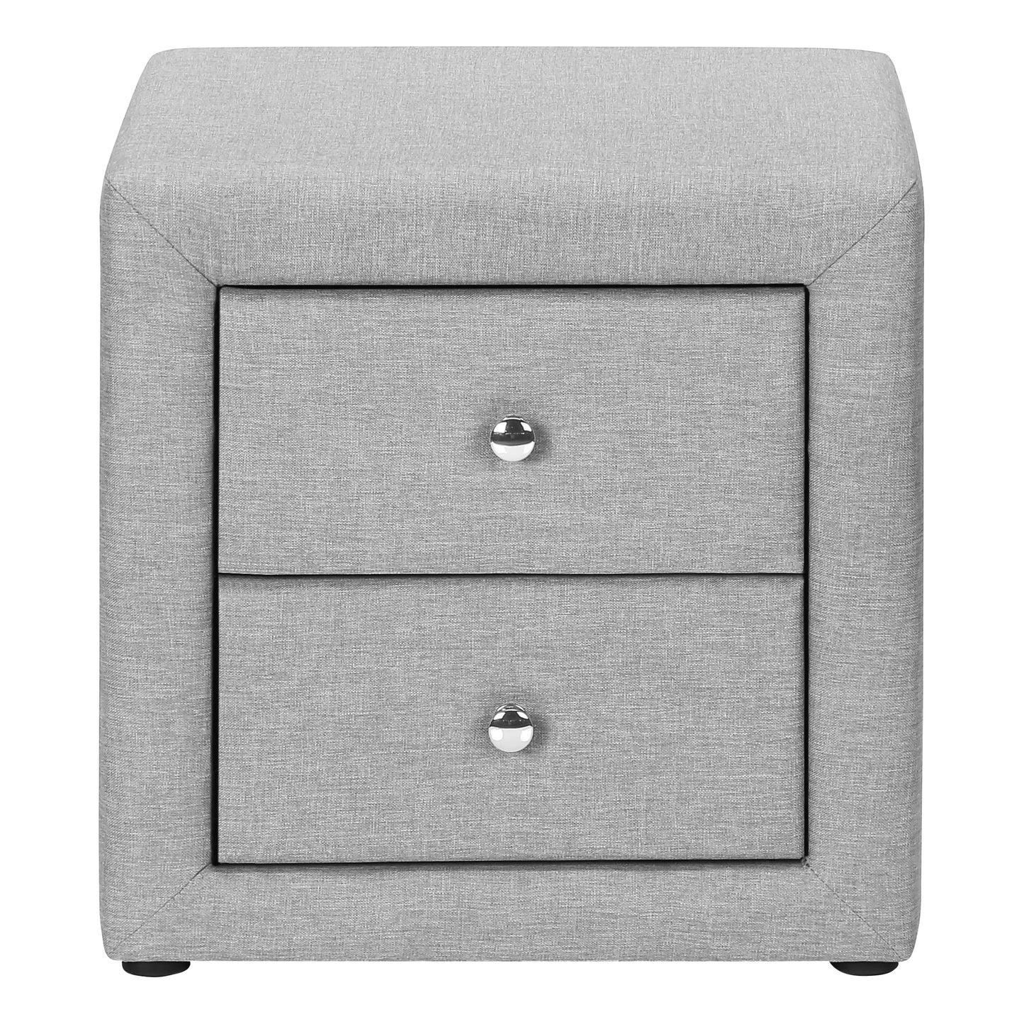 Nightstand, Nightstand, End, Side, Lamp, Storage Drawer, Bedroom, Upholstered, Grey Linen Look, Transitional