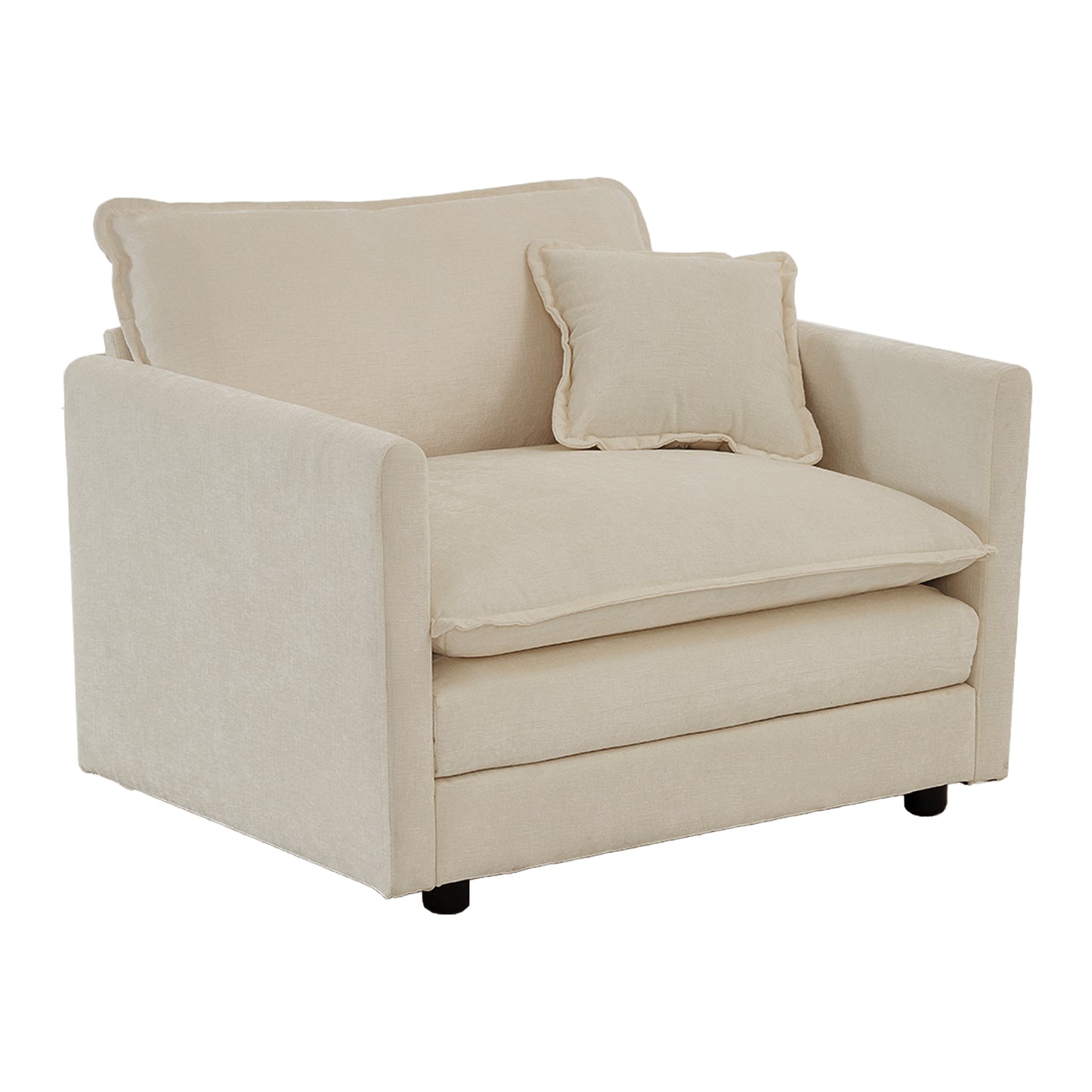 Modern Sofa Couch, 3 Piece Set Extra Deep Seat Sectional Sofa for Living Room, Oversized Sofa, 3 Seat Sofa, Loveseat and Single Sofa, Beige Chenille