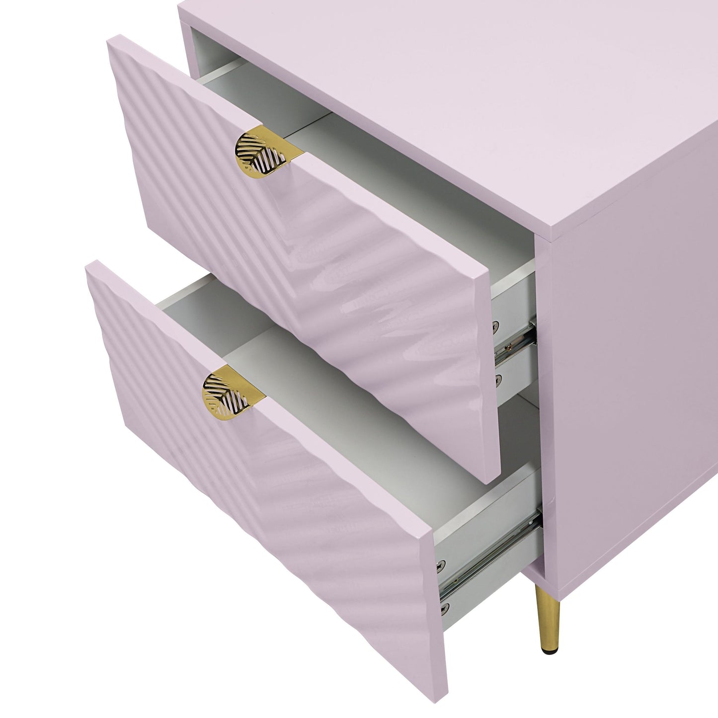 Pink High Gloss 2-Drawer Nightstand