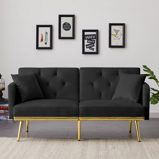 BLACK VELVET SOFA BED