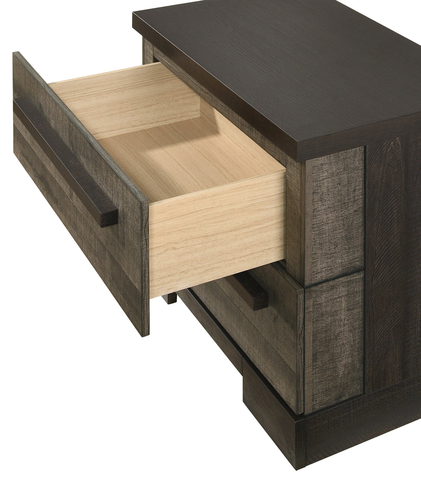 1pc Contemporary 2-Drawer Nightstand Brown Gray Finish Wooden Bedroom Furniture