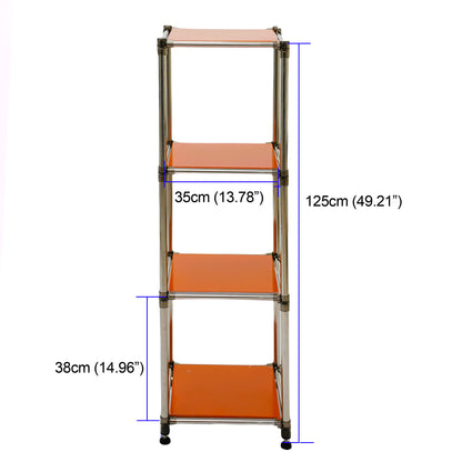 Korean orange 4-Tier Heavy Duty Stainless steel Storage Shelving Unit, 100lbs/shelf (49"H x 14.9"W x 13.7"D) for Indoor/Outdoor Organization , Modular Rack,  Extremely Durabl