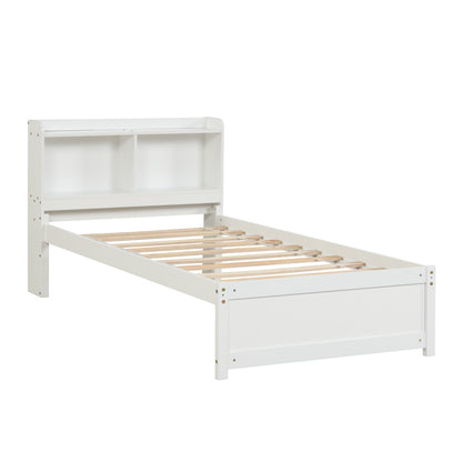 Twin Bed with Trundle,Bookcase,White