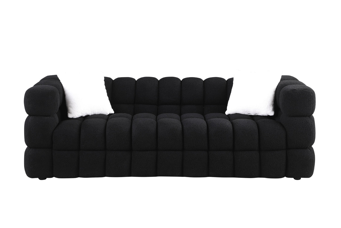 84.3 length ,35.83" deepth ,human body structure for USA people,  marshmallow sofa,boucle sofa ,White color,3 seater