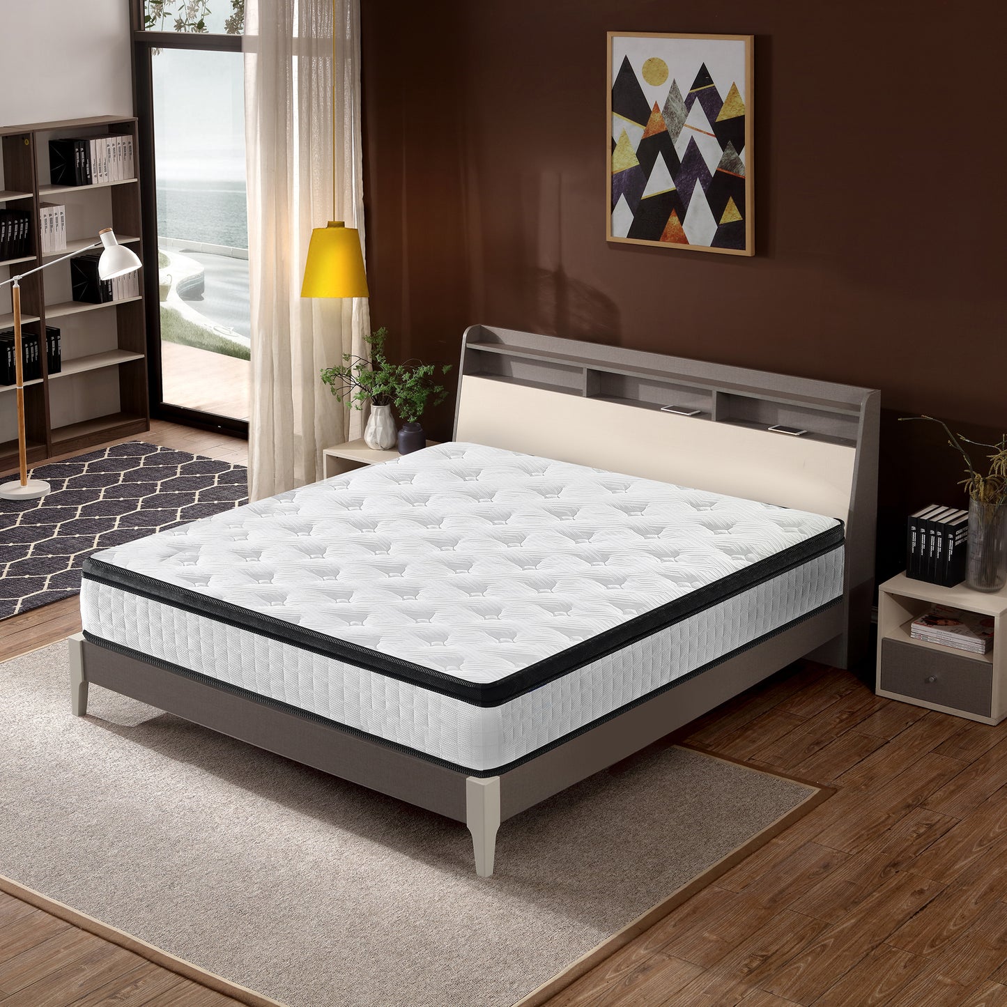 Full Size 12 Inch CertiPUR-US  Cool Memory Foam  OEKO-TEX 100  Knitted Cover  Individual  Pocket Spring Hybrid Mattress in A Box