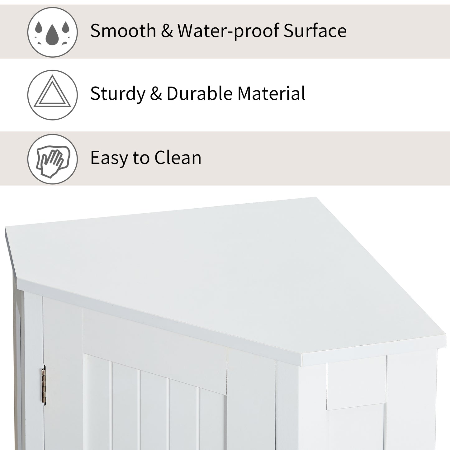 White Bathroom Cabinet Triangle Corner Storage Cabinet with Adjustable Shelf Modern Style MDF Board (Old SKU:WF291477AAK)