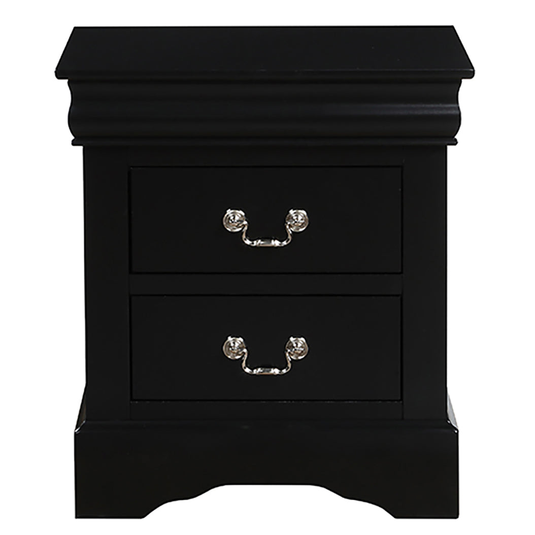 Black 2-Drawer Nightstand