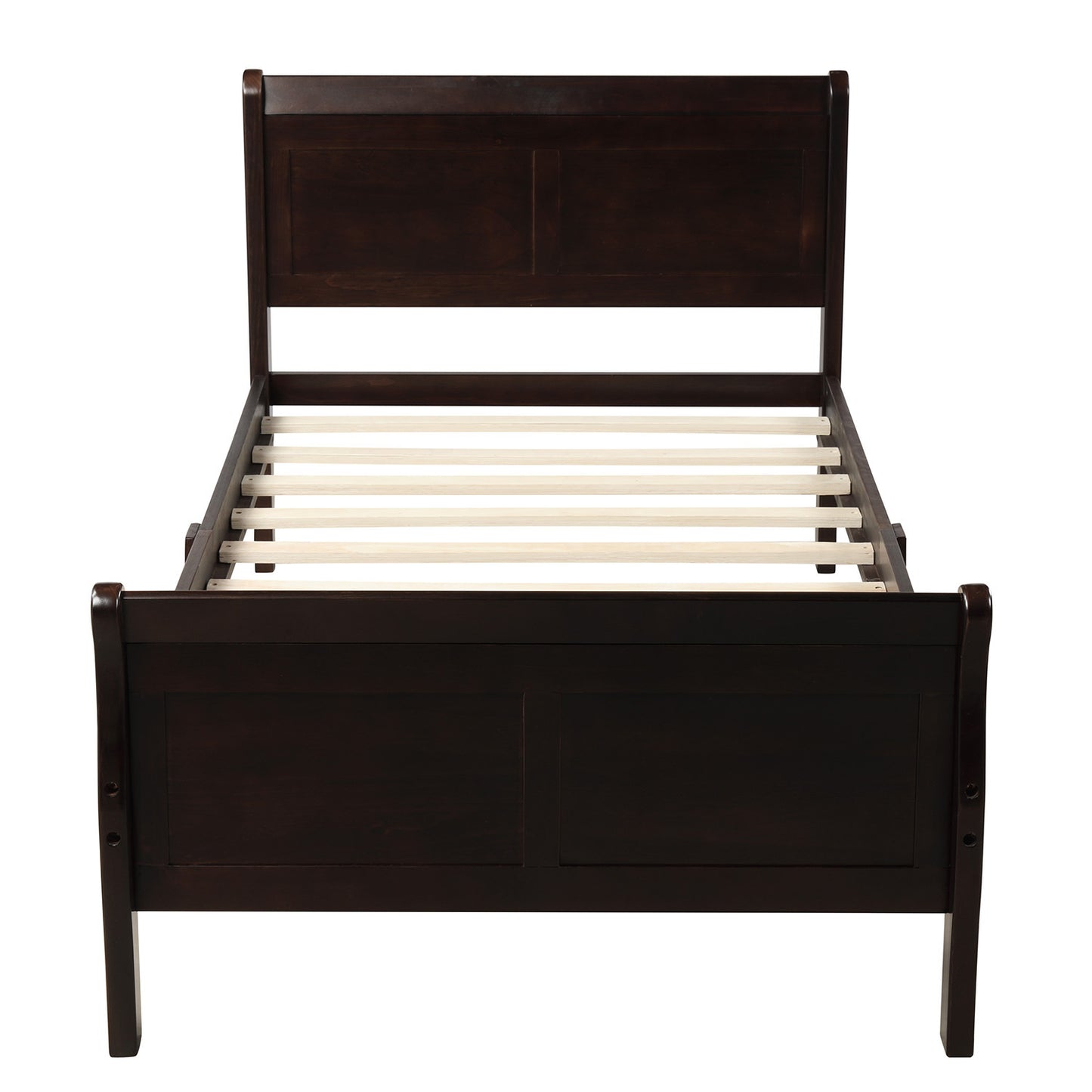 Wood Platform Bed Twin Bed Frame Mattress Foundation Sleigh Bed with Headboard/Footboard/Wood Slat Support